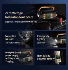Portable 3000A Peak Current Car Jump Starter Battery Booster with LED Light & Air Compressor for Trucks SUVs and Electric Vehicles