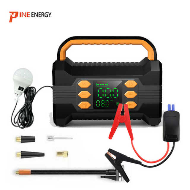 Portable 3000A Peak Current Car Jump Starter Battery Booster with LED Light & Air Compressor for Trucks SUVs and Electric Vehicles