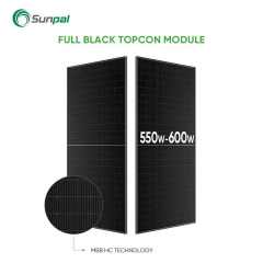 Sunpal 550W Full Black Monocrystalline Solar Panel Half Cell Bifacial Double-Glass 22.64% Efficiency for Residential and Commercial PV Systems Sunpal