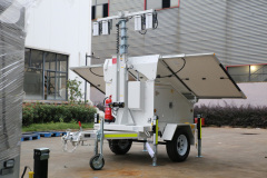 Solar Light Tower 3x435W 400Ah/24V 4x100W LED 6m Mast for Mines Highways Construction Emergency Use Aokeepower