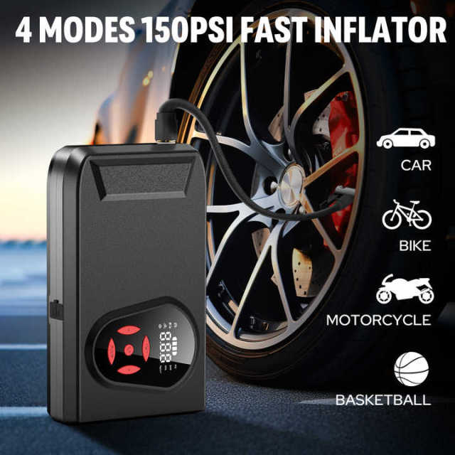 12V Jump Starter Power Bank 20000mAh 150PSI Air Pump 3-in-1 Car Tire Inflator Portable Car Starter