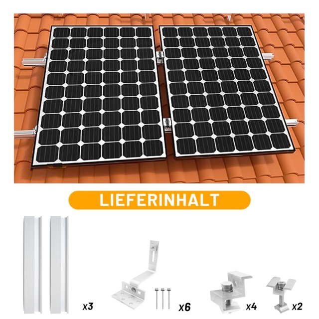 Solar Panel Bracket Roof Mounting Rail for Glazed Tile Roofs, Lightweight Aluminum Alloy, Suitable for 1.18"/1.38" Panels, Fuyesen
