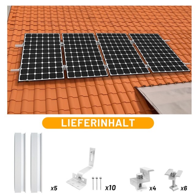 Solar Panel Bracket Roof Mounting Rail for Glazed Tile Roofs, Lightweight Aluminum Alloy, Suitable for 1.18"/1.38" Panels, Fuyesen