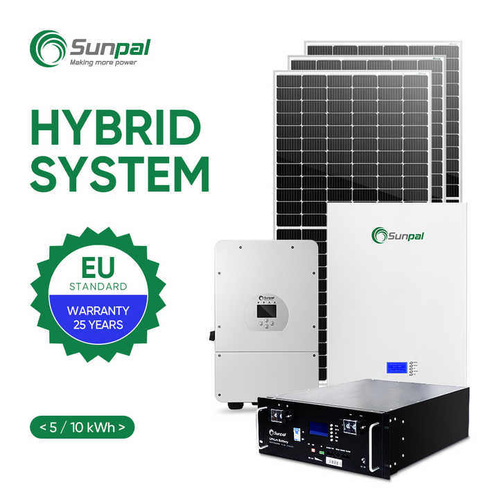 Hybrid Solar Power System 5KW 6KW 10KW Off-Grid Home Energy Storage System with MPPT Controller Sunpal