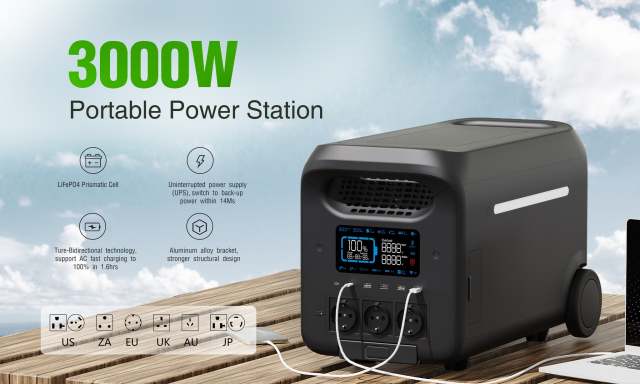3kW Power Station High-Capacity Lithium Battery Solar-Ready Backup Power for Home Outdoor Commercial FC Solar