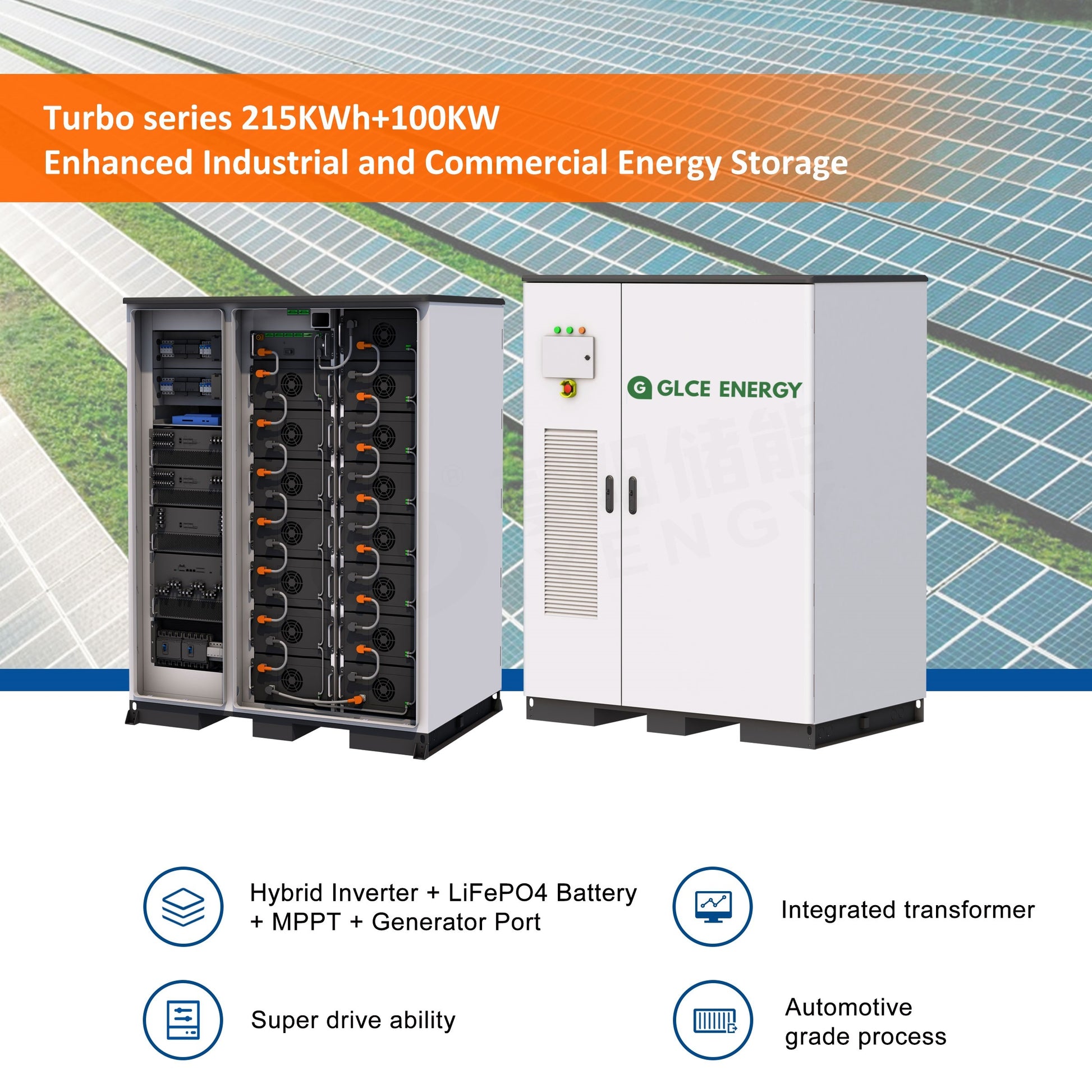 GLCE 215kWh + 100kW Solar-Diesel Hybrid Energy Storage Cabinet for Industrial and Commercial Applications