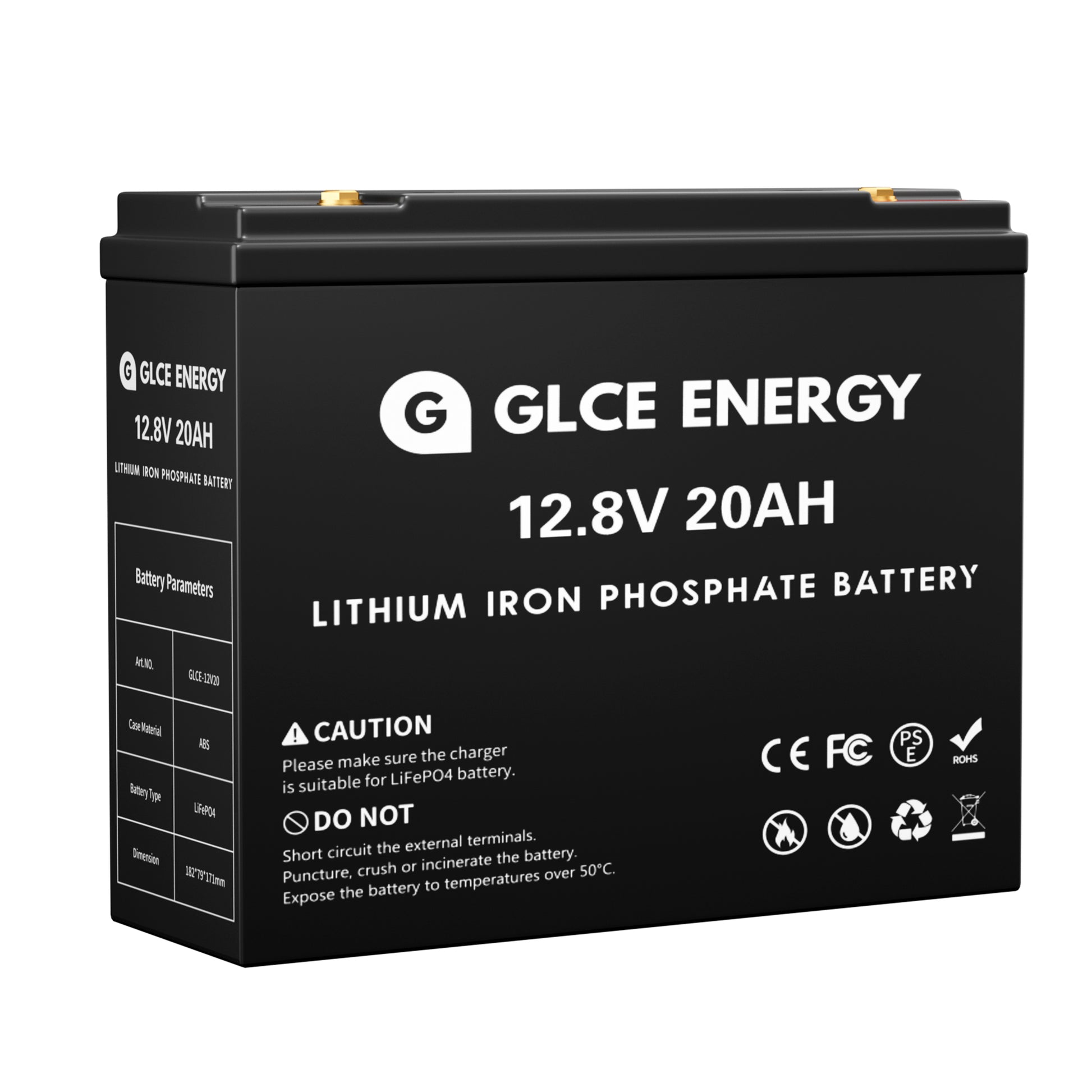 12V 20Ah Lithium Battery 5000+ Cycles Deep Cycle LiFePO4 Rechargeable Battery for Solar Outdoor Camping GLCE ENERGY