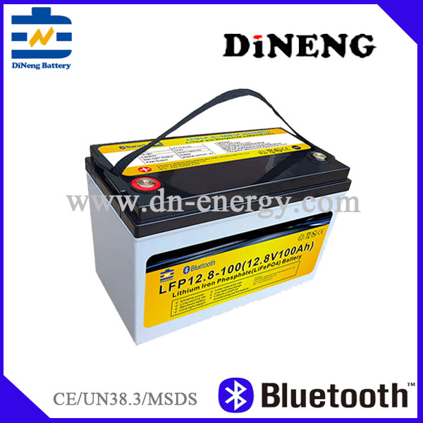 LiFePO4 Bluetooth Battery 12.8V 100Ah Deep Cycle Replacement for SLA Solar Marine RV Applications Dineng