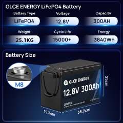 12V 300Ah LiFePO4 Battery Mini with Smart BMS, Deep Cycle for Solar, RV, Marine, Off-Grid Systems