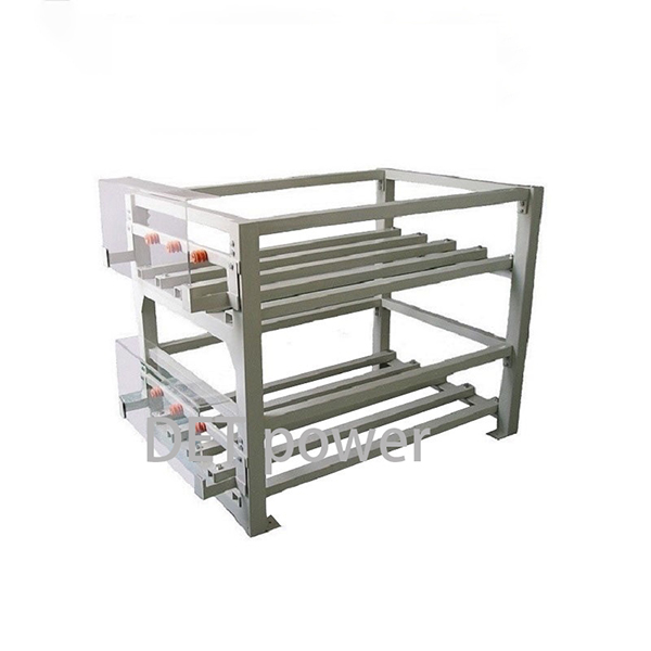 Metal Car UPS Industrial Battery Storage Rack 2~3 Layers Heavy Duty Enclosure for 48V-480V Backup Systems DET