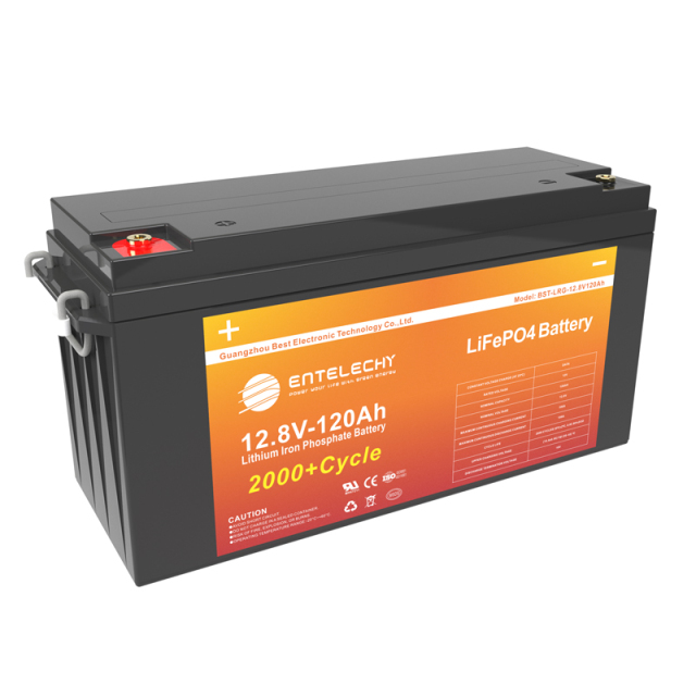 12.8V 120AH LiFePo4 Battery Long Cycle Life 2000 Times with Overload and Temperature Protection for Energy Storage Systems