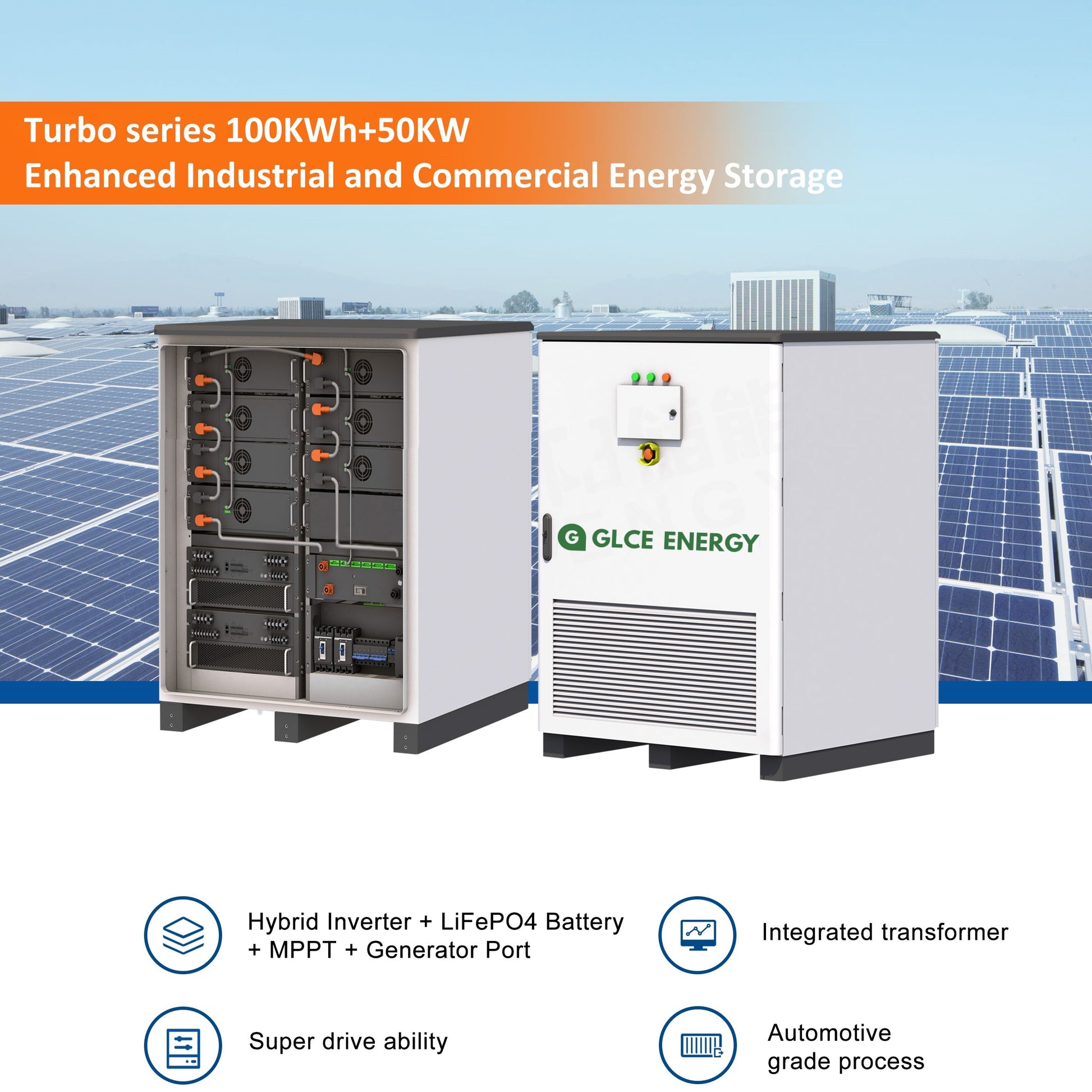 GLCE 100kWh+50kW Solar-Diesel Hybrid Energy Storage Cabinet for Industrial and Commercial Use