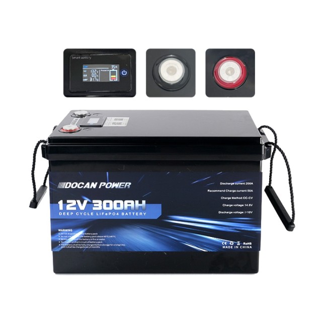 China Stock Docan 12.8V 300Ah 3840Wh 4S1P Solar Energy Lithium Battery Pack with JBD 12V 200A Bluetooth BMS High-Capacity LiFePO4 Battery for Off-Grid, RV, and Home Energy Storage Systems