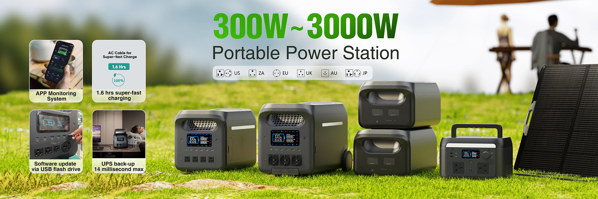 3kW Power Station High-Capacity Lithium Battery Solar-Ready Backup Power for Home Outdoor Commercial FC Solar