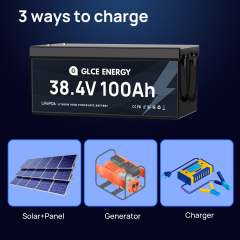 36V 100Ah LiFePO4 Battery 3840Wh Long Cycle Life 4000-15000 Cycles for Solar Marine Trolling Motor Off-Grid Systems GLCE ENERGY