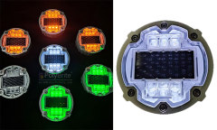 Solar Road Stud Model D-143 High Efficiency 50% Charging 800m Visibility 30T Pressure Resistant IP68 Waterproof for Highway Logistics Park Application PolyBrite
