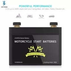 Motorcycle Start Nano Phosphate Lithium Ion Cell 4S2P Battery Pack High CCA 260A Cold Weather Fast Charging Leak-Proof for Racing Dirt Harley Davidson Bikes