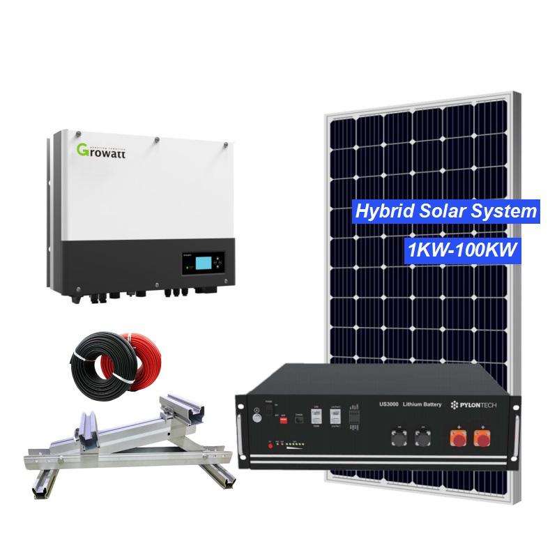 5KW Hybrid Solar Power System 3-20KW MPPT Inverter Home Commercial Industrial Use Growatt Hybrid Inverter mailely