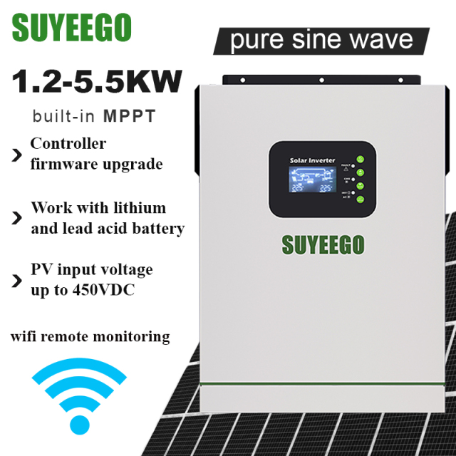 Solar Inverter 1.2kW-10kW with MPPT Charge Controller WiFi Remote Monitoring for Lithium and Lead Acid Battery SYGHB