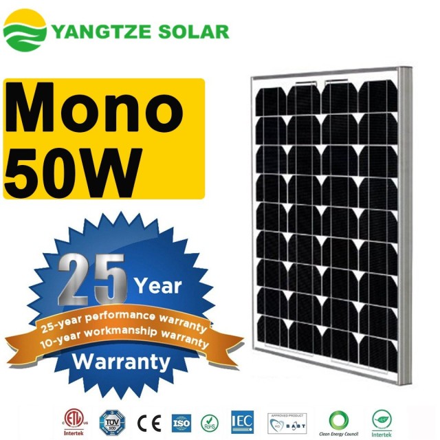 12 Volt Solar Panel Monocrystalline High Efficiency 10 Years Warranty 5W-80W RV Caravan Off-Grid Power Station Applications Yangtze