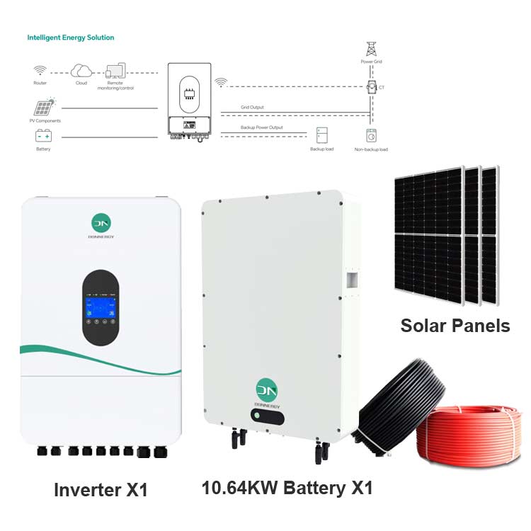 10KW On/Off Grid Hybrid Solar Power System 10.64KWh Battery for Residential and Commercial Energy Storage Donnergy