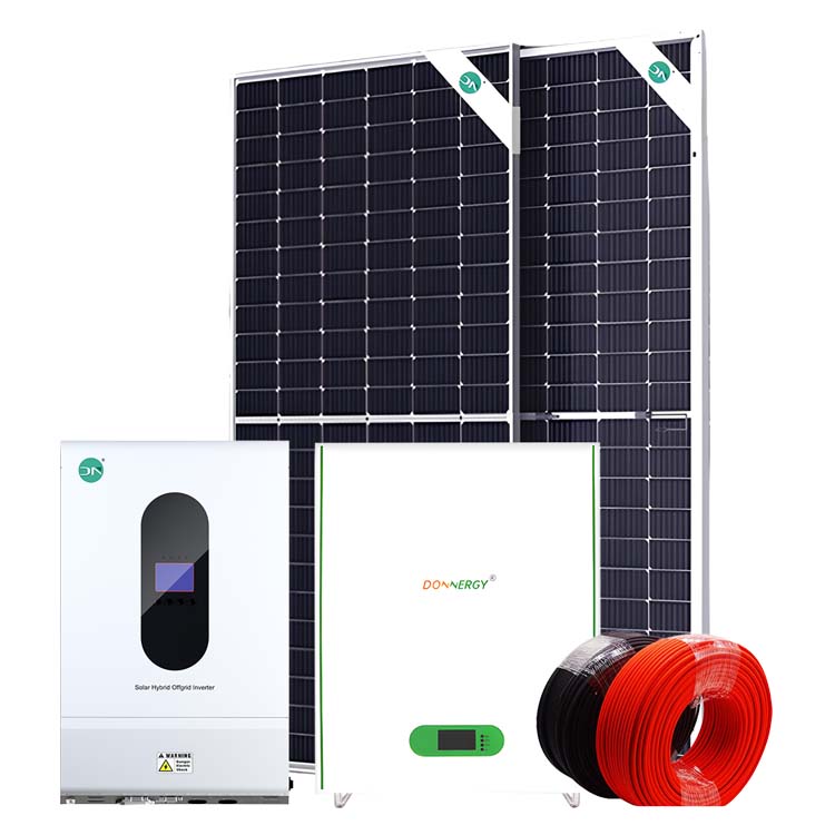 5KW Off-Grid Hybrid Solar Power System with 5kWh Battery 410W Solar Panel 51.2V 100Ah LiFePO4 Battery for Residential and Commercial Energy Storage Donnergy