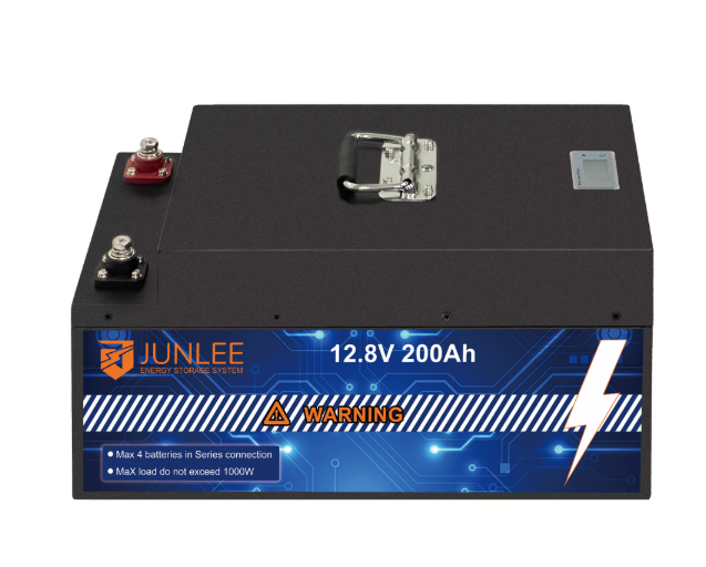 12V LiFePO4 Battery 200Ah Deep Cycle 12.8V 2560Wh Solar Energy Storage for Home RV Marine Applications