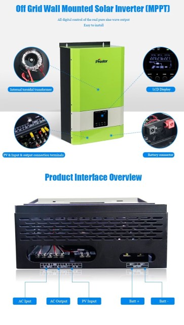 6000W Off-Grid Solar Inverter with 60A MPPT Charger 48VDC 220V/230VAC 50/60Hz for Home and Small Business Energy Storage Prostar
