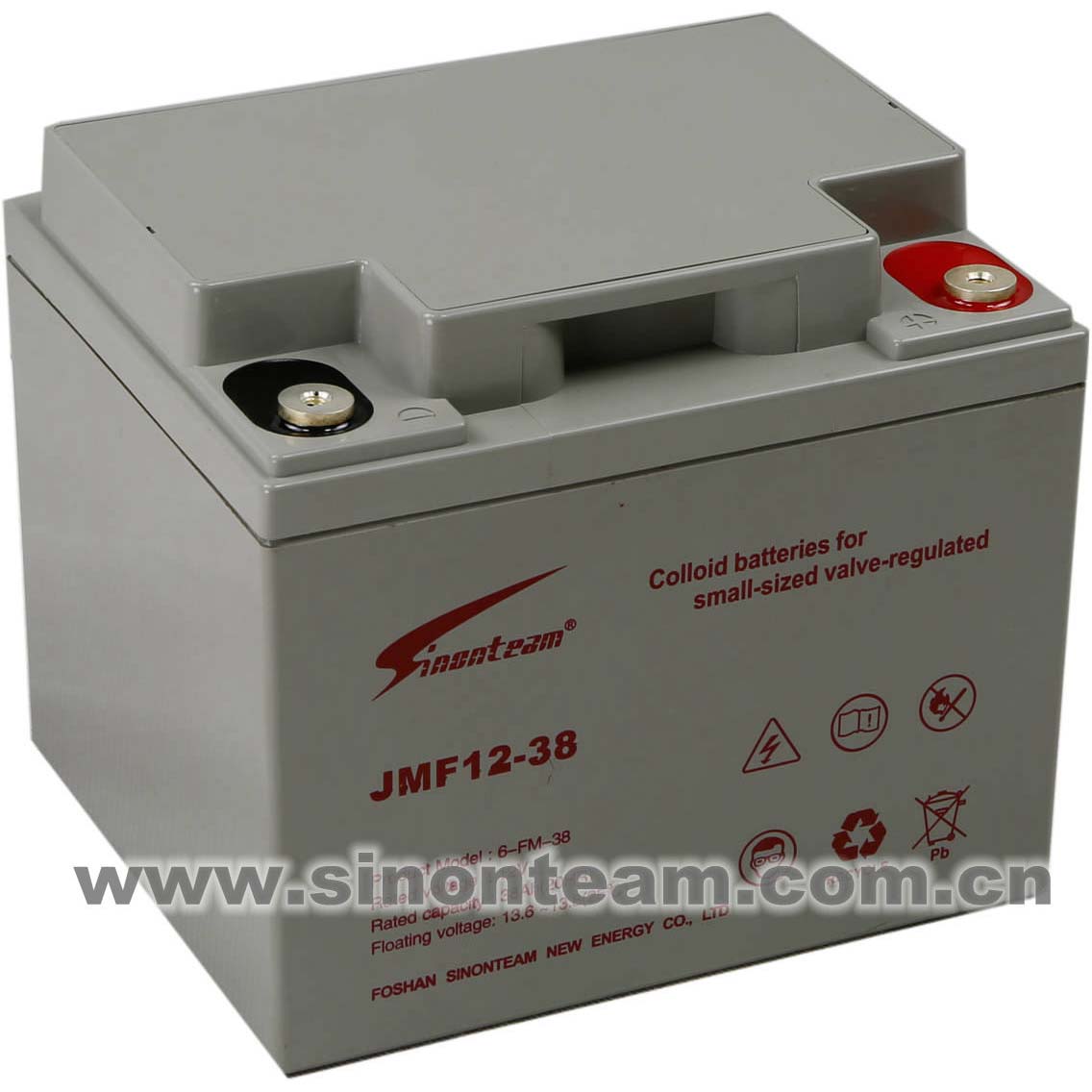 Valve Regulated Lead Acid Battery 12V 38Ah Deep Cycle Sealed AGM for UPS Solar Power Systems Sinonteam