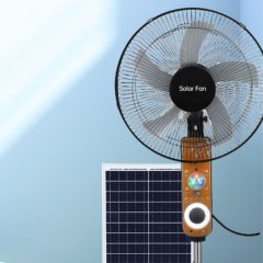 Solar Standing Fan Rechargeable 16inch 25W Polycrystalline Silicon Panel 15000mAh Battery Home & Outdoor Use KQ-FV268