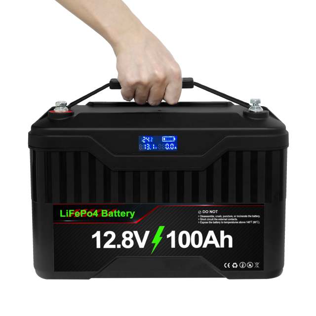 12V 100Ah Lithium Ion Battery 1.28KWh Waterproof Portable Rechargeable LiFePo4 Battery for Home Outdoor RV Marine Applications