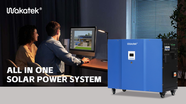 Wakatek All in One Solar Power System LFP Battery, MCU Intelligent Control, Over-Protection, Movable Design for Home & Off-Grid Use