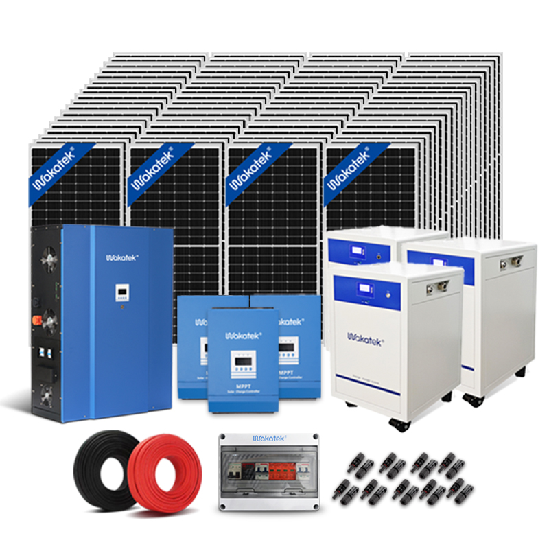 Wakatek 10kVA-30kWh Solar Power System with Lithium Batteries 32KWH LifePO4 48V for Off-Grid Home Backup Power