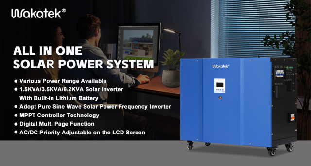 Wakatek All in One Solar Power System-APS 1.5KVA/3.5KVA/6.2KVA Pure Sine Wave Inverter with 4KWH/8KWH/16KWH Lithium Battery for Home & Off-Grid Use