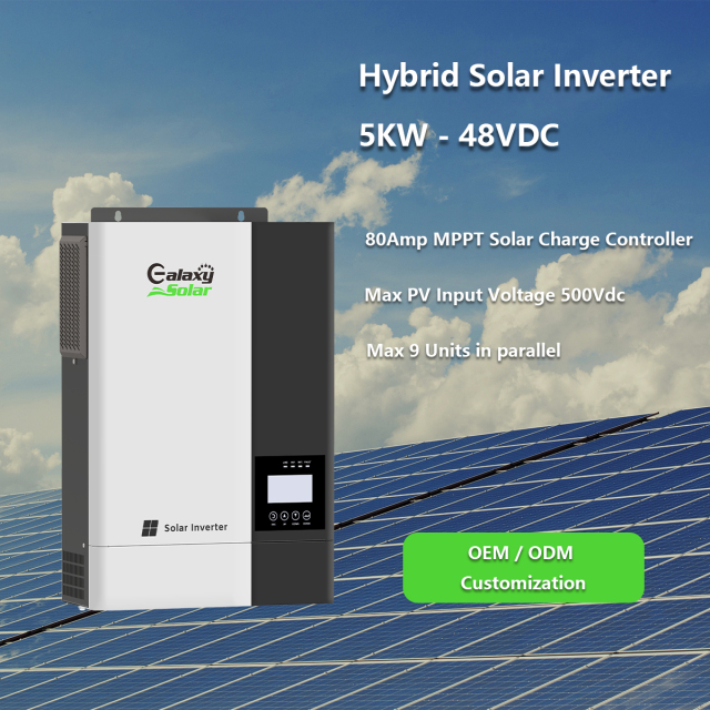ESMP Series Hybrid Solar Inverter 3KW-8KW 48VDC 80A MPPT Built-in with Parallel Function for Home and Commercial Energy Storage Systems Galaxy Solar