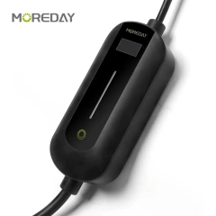 Portable EV Charger 3.6kW-7.4kW LED Display with Overheat & Lightning Protection for Indoor Outdoor Use MOREDAY