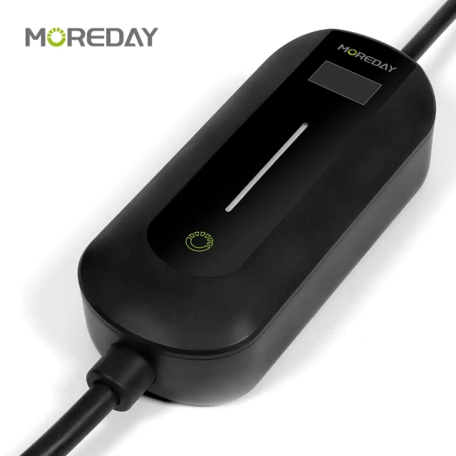 Portable EV Charger 3.6kW-7.4kW LED Display with Overheat & Lightning Protection for Indoor Outdoor Use MOREDAY