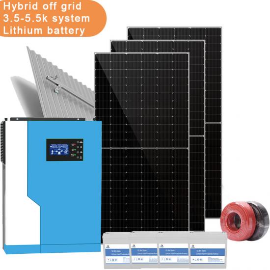 5.5KW Off-Grid Solar Power System 48V MPPT Inverter with 4x12V55Ah AGM Battery for Home and Remote Area Use