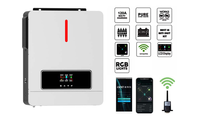 Factory ECO 3.6KW On/off Grid Solar Inverter 60-500VDC 120A MPPT Charger RGB Light for Home & Commercial Use NEXT