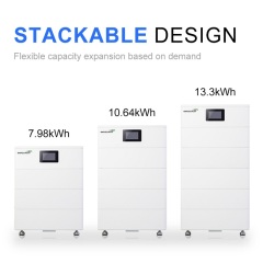 High-Volt Stacked Battery System 51.2V 50Ah Lithium Iron Phosphate for Solar Energy Storage and Backup Power