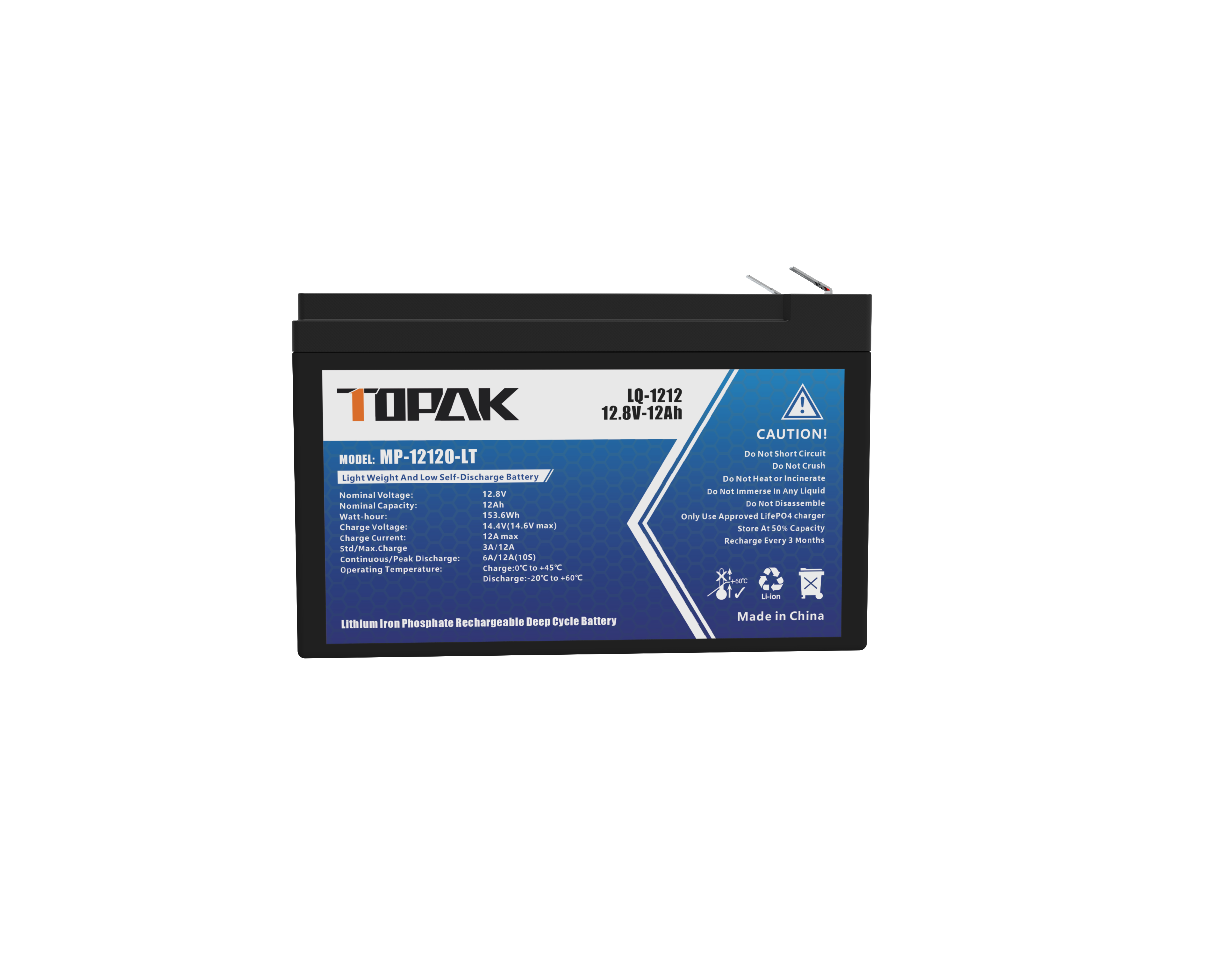 12.8Ah 20Ah LiFePO4 Battery 12.8V 12Ah High Cycle Life for Electric Tools and Toys TOPAK