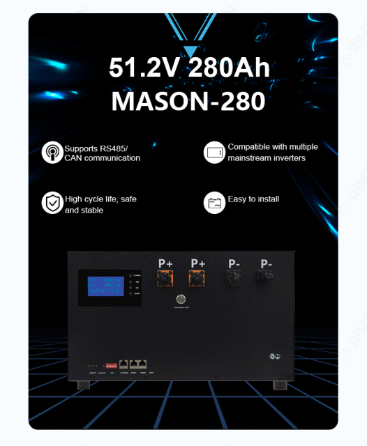 16.08KWh MASON-280 (51.2V- 280Ah/314Ah) Lithium Iron Phosphate Battery for Home Energy Storage Systems