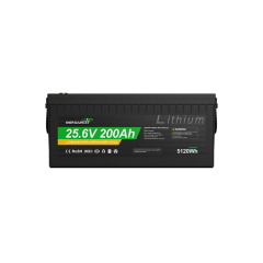 LiFePO4 Battery 25.6V 200Ah High Cycle Life for Solar Storage and RV Use