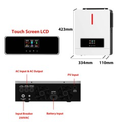 Factory ECO 3.6KW On/off Grid Solar Inverter 60-500VDC 120A MPPT Charger RGB Light for Home & Commercial Use NEXT