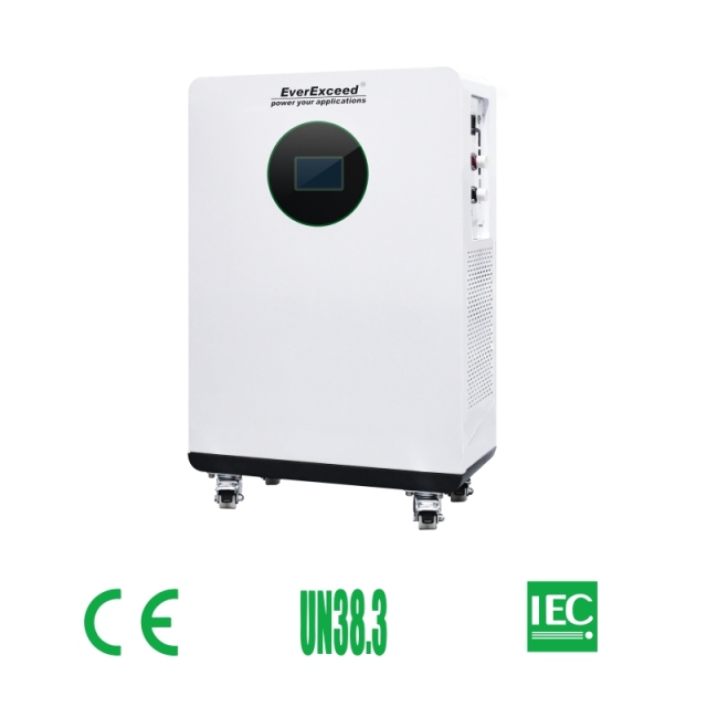 51.2V 16kWh LiFePO4 Floor-Standing Battery High Safety with BMS and Wheels for Home Backup Power EverExceed