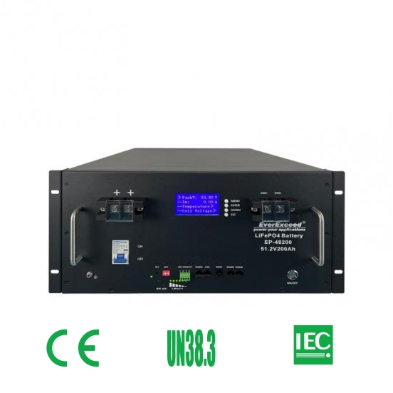 Rechargeable Lithium Battery Pack 51.2V 200ah LiFePO4 High Cycle Life Solar Energy Storage System EverExceed