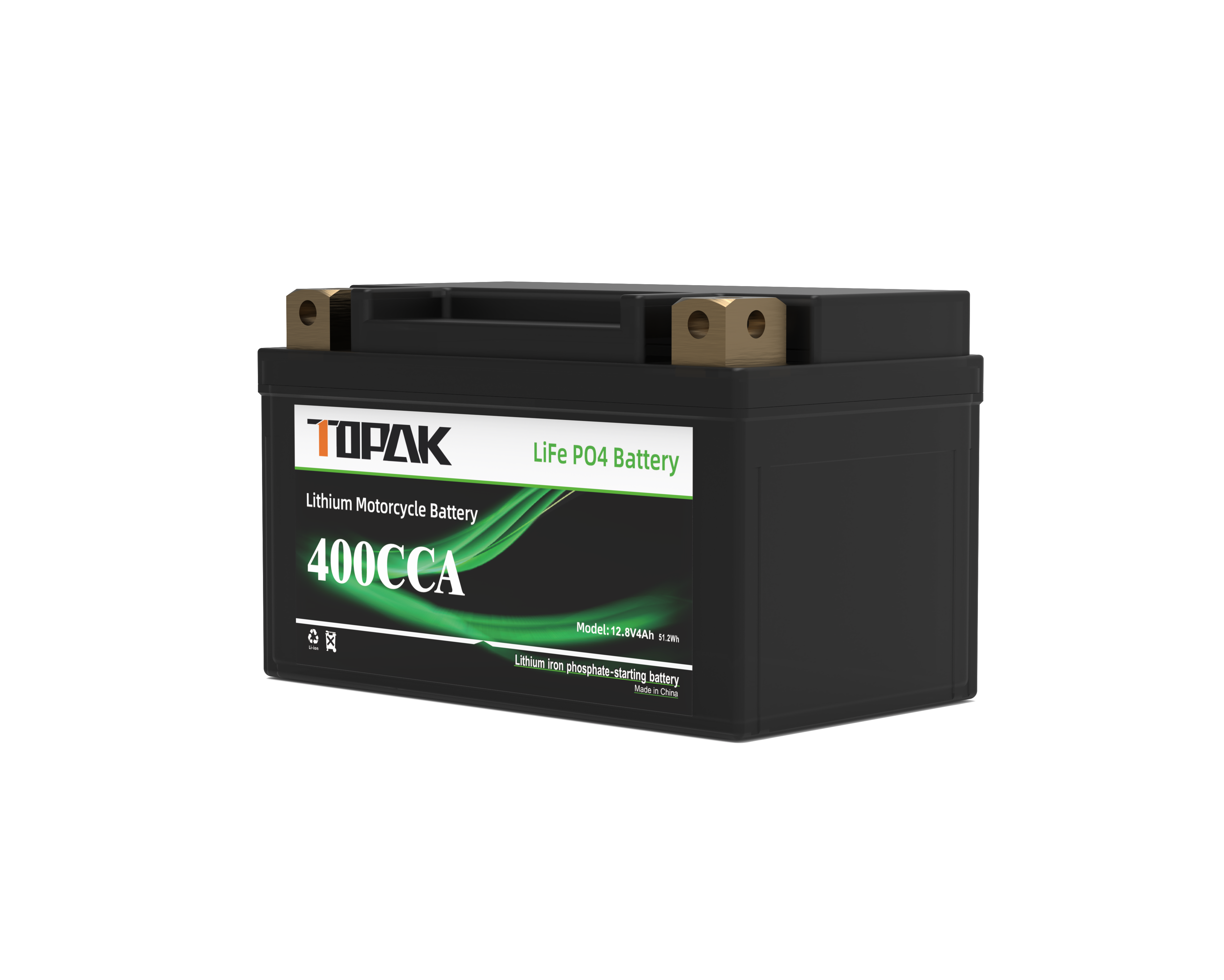 YTX7 12.8V 4Ah LiFePO4 Battery High Power & Lightweight for Motorcycle Start-Stop System TOPAK