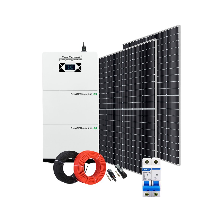 Complete Kit 20kWh Hybrid Solar Energy Storage System LiFePO4 Battery 575W Peak Power Off-Grid Home Backup EverExceed