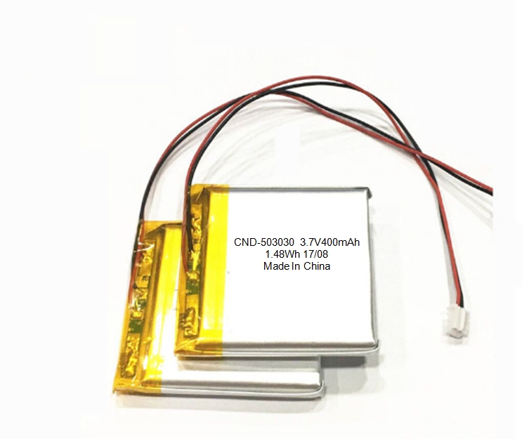 Lithium Ion Polymer Battery 3.7V 400mAh with PCM Protection for Bluetooth Speakers, Smartphones CND-553030P