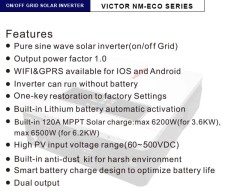 Solar Inverter 6.2KW 48V 120A MPPT On/Off Grid Pure Sine Wave with Dual Output for Home & Commercial Use NM-ECO